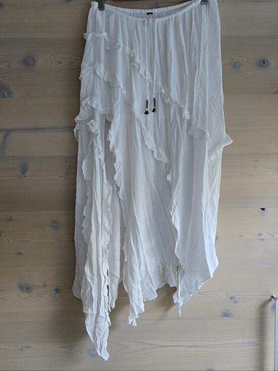Free People Dresses & Skirts - Free People Asymmetrical Ruffle Slitted Ambie Midi Skirt